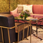 Manhattan Hotels: The Beekman Hotel_Yatzer, New York City, Luxury Furniture, Mandy demi-lune stool by KOKET, brass stool