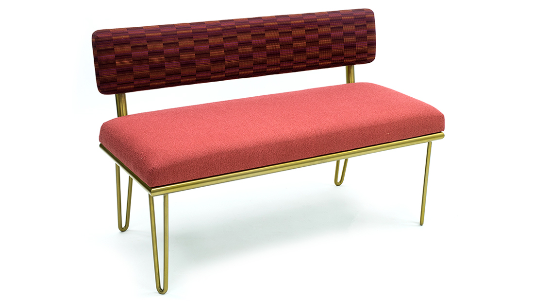 SGNY - Calabasas bench - upholstered bench with back - bench with metal legs - upholstery fabrics
