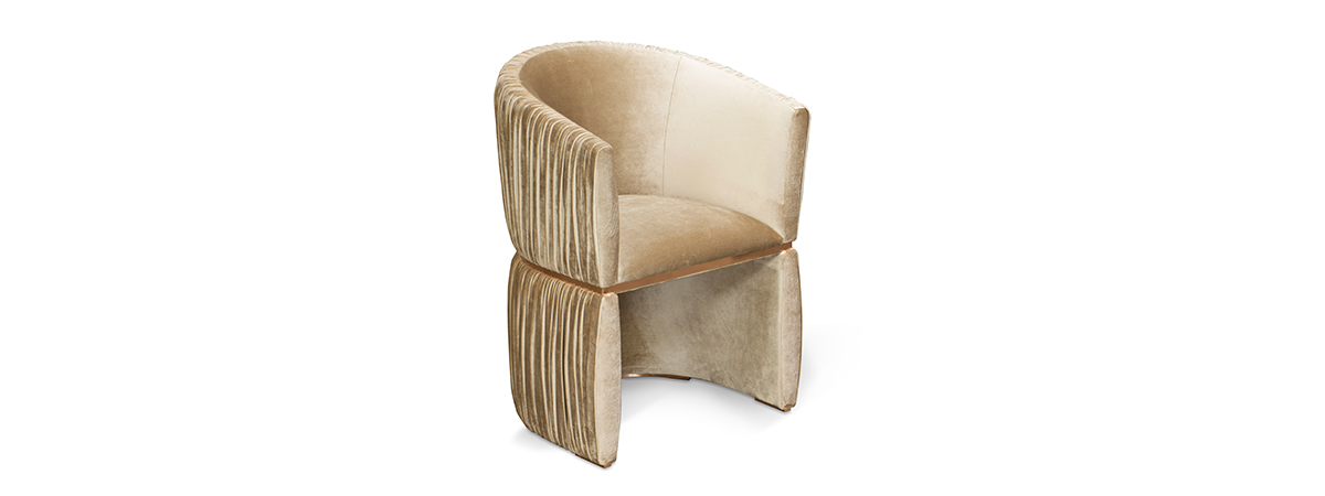 cuff chair by koket at architectural digest show 2018 nyc - luxury furniture - luxury upholstery - luxury chairs - feminine chairs - curved back chairs - petite chairs