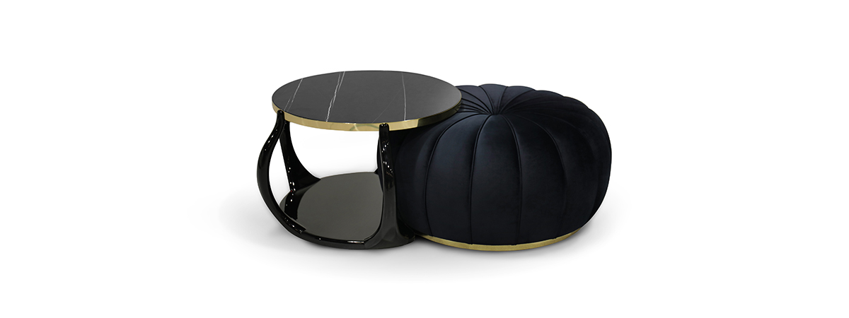 embrace cocktail table ottoman by koket at architectural digest show 2018 - unique cocktail tables - coffee tables