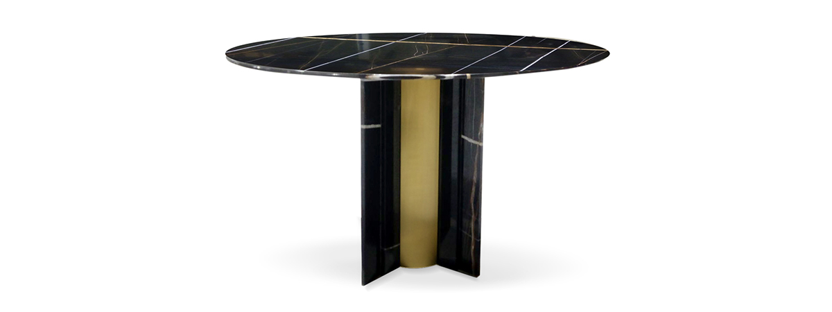 paris dining table by koket at architectural digest show 2018 nyc - unique dining tables - round dining tables - black marble dining tables
