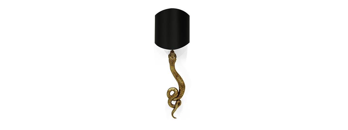 serpentine sconce by koket at architectural digest show 2018 nyc - luxury furniture - unique sconces - luxury lighting - snake sconces - exotic sconces