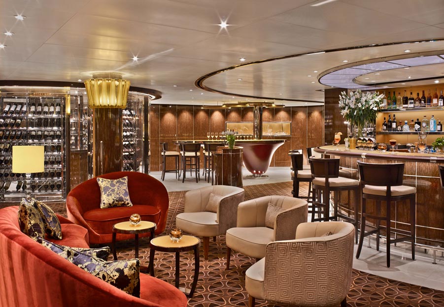 famous interior designers - Seabourn Encore Bar by Tihany Design, Photo by Eric Laignel - cruise ship interior designers