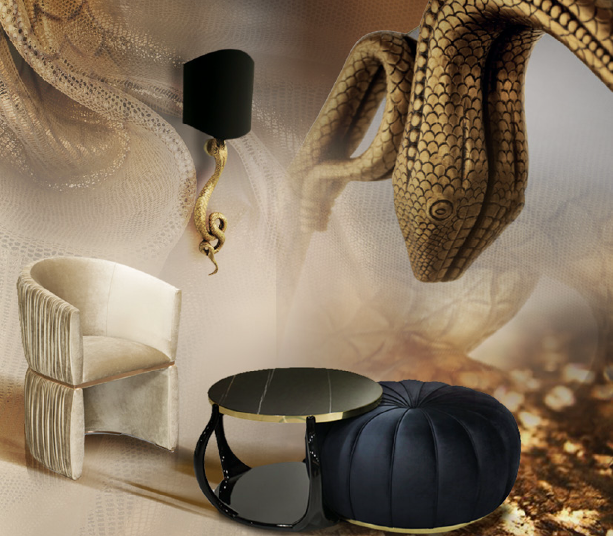 koket love happens mag be empowered - high point furniture market 2018 - high point market spring 2018 - isalone 2018 - salone del mobile milano 2018 - serpentine sconce by koket - serpentine mirror by koket - embrace cocktail table by koket - cuff chair by koket - luxury furniture