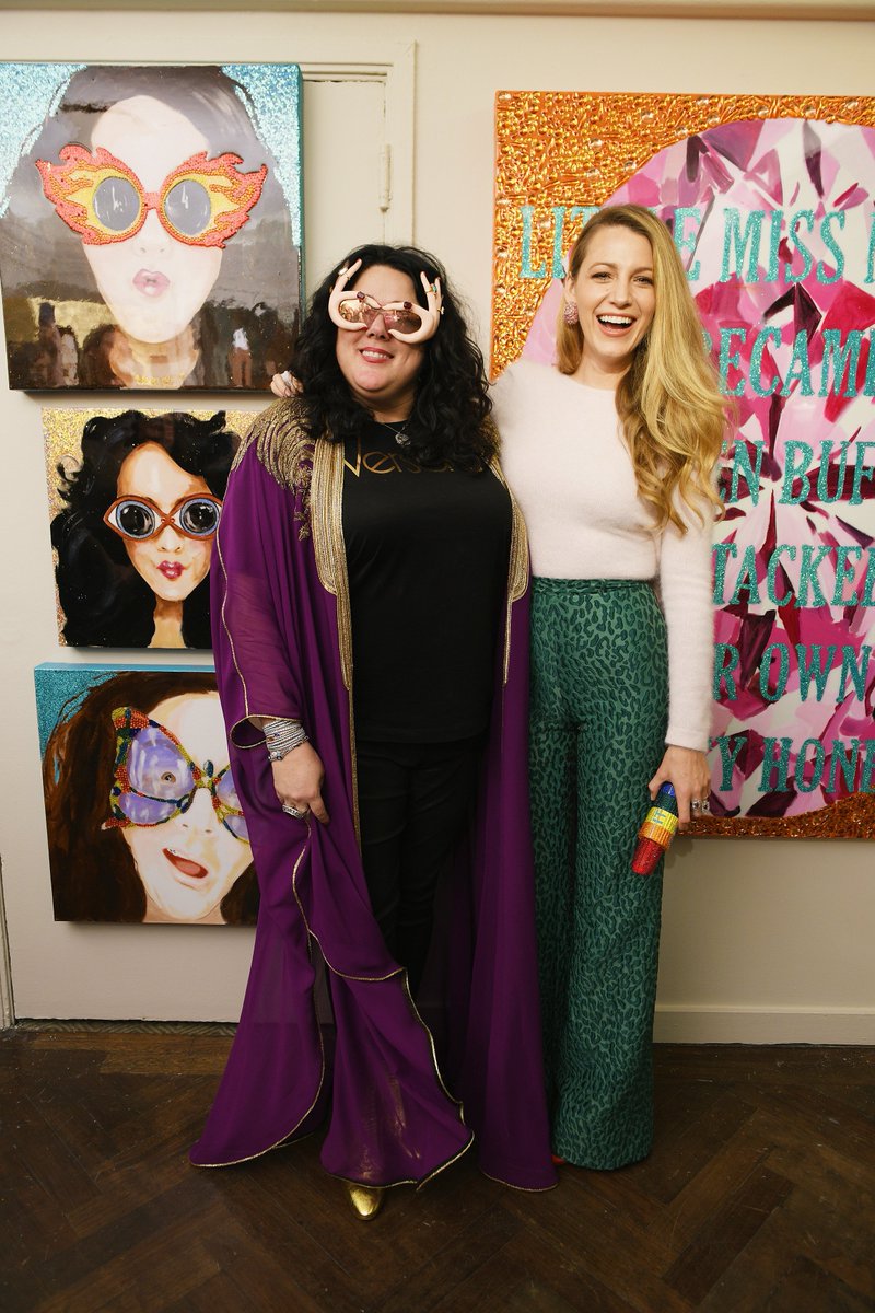 Ashley Longshore and Blake Lively at Bergdorf Goodman opening of the pop artist's exhibit via @blakelivelyf - pop artists - pop art - female pop artists - empowering female artists - women empowerment