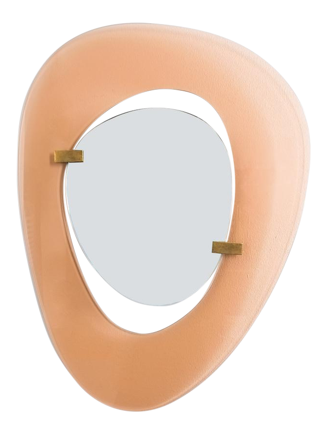 Fontana Arte Mirror by Max Ingrand Italy Circa 1958 - vintage mirrors - antique mirrors - vintage decor - pink mirrors - feminine mirrors - oval mirrors