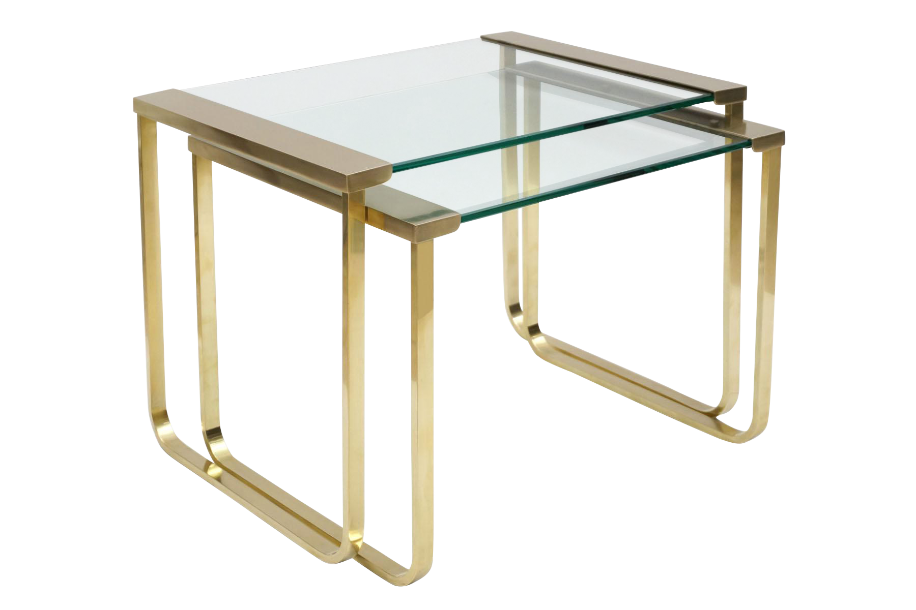 Italian Mid-century Brass and Glass Nesting Tables by Sergio Mazza for Cinova - vintage furniture - vintage tables - vintage side tables - antique tables - antique furniture - brass side tables - luxury furniture
