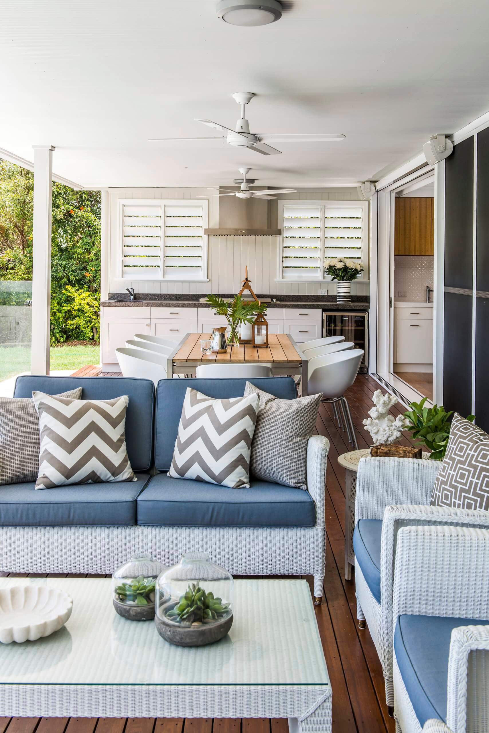 Luxurious Backyard Retreats - Outdoor Kitchen by Highgate House - outdoor dining room ideas - outdoor living room ideas