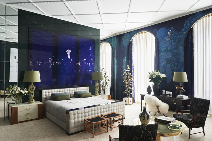 The Playboy’s Bedroom by Oitoemponto - Photo by Claire Israël via AD France - AD France AD Interieurs 2018 - Paris Design Week 2018 - architectural digest france - compagnie de phalsbourg - hotel de la bucherie - bedroom design ideas - bedroom designs - master bedroom designs - top interior designers in portgual