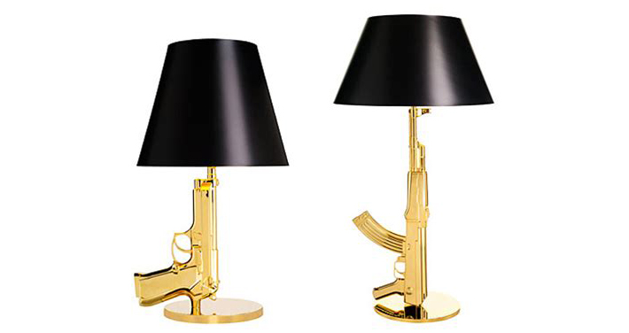 gun lamps by philippe starck - camp and kitsch home decor