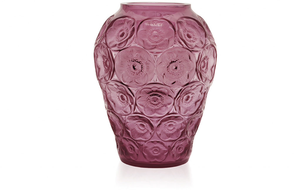 anemones vase in fuschia by lalique - luxurious mother's day gift ideas- 