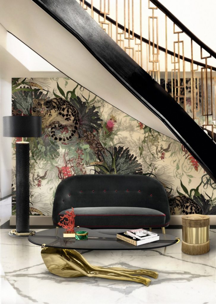 vintage vibes in luxury foyer with koket luxury furniture - retro renovation ideas