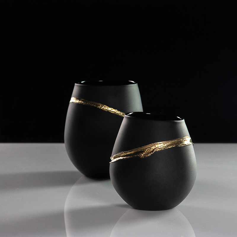 Gold Canyon Handblown Glass Cups by Uri Davillier of Neptune Glassworks - la design festival 2019
