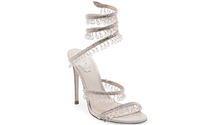 Crystal Fringe Ankle-Wrap Stiletto Sandals by Rene Caovilla - Must Have Sexy Summer Sundals
