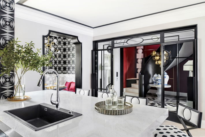 black and white kitchen design by Baptiste bohu