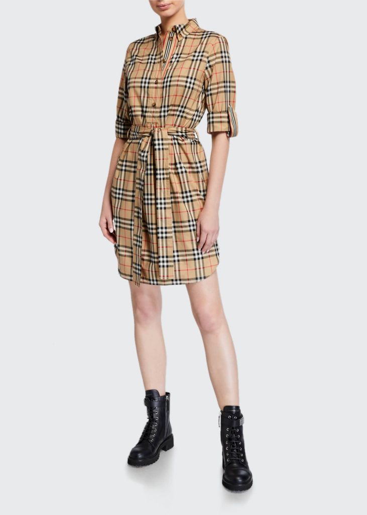 BURBERRY Giovanna Vintage-Checked Cotton Shirtdress - timeless print