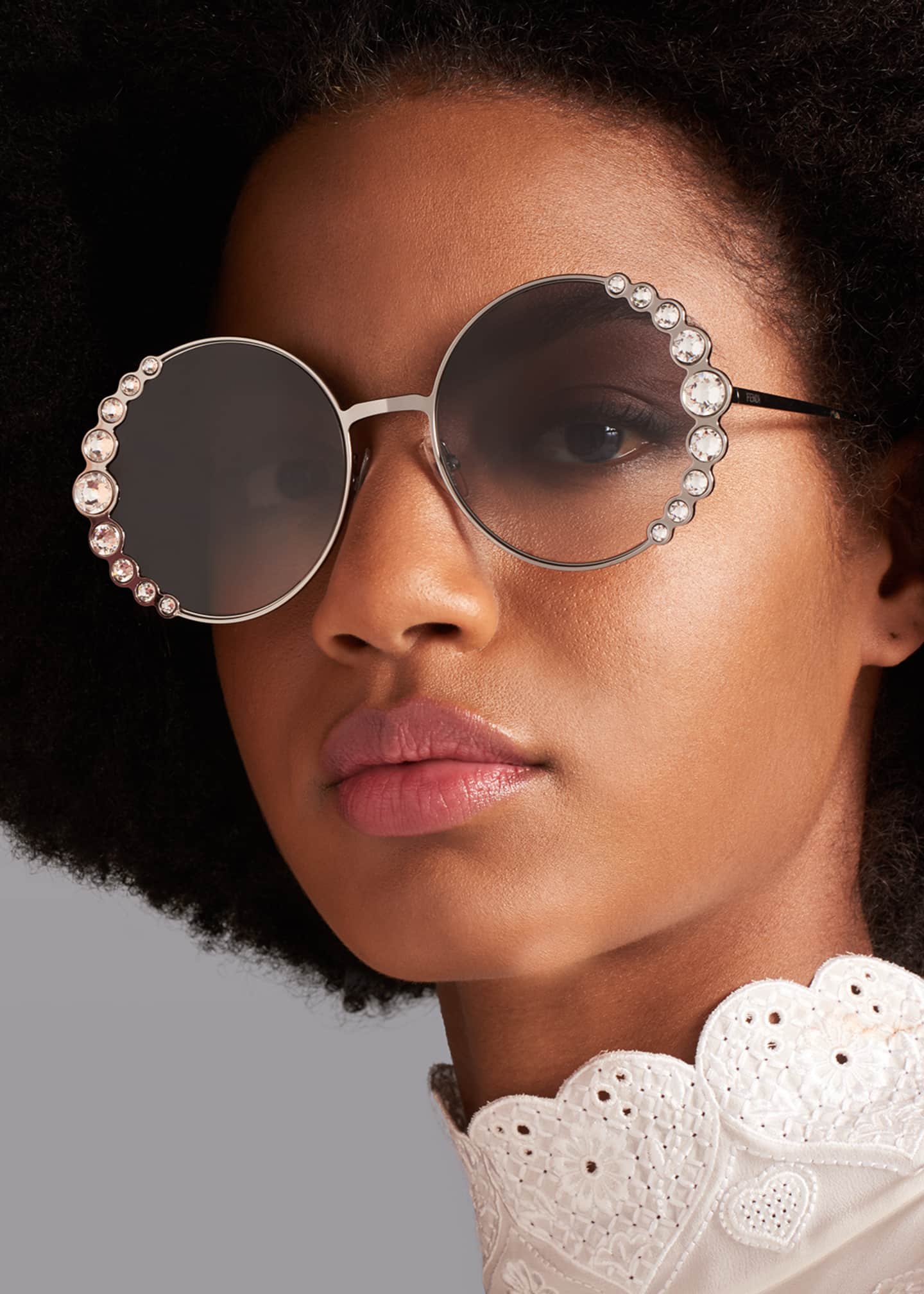 Fendi Women’s Pearl-Trim Round Sunglasses Fendi Pearl Sunglasses – Fashionably Yours main image 3