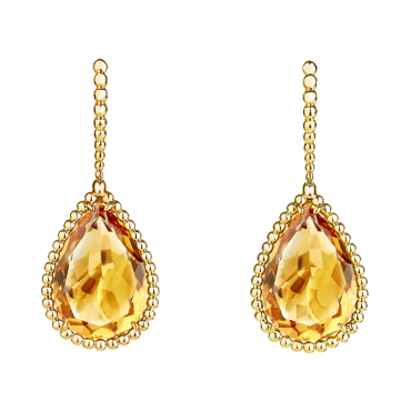 Sleepers set with citrin, in yellow gold