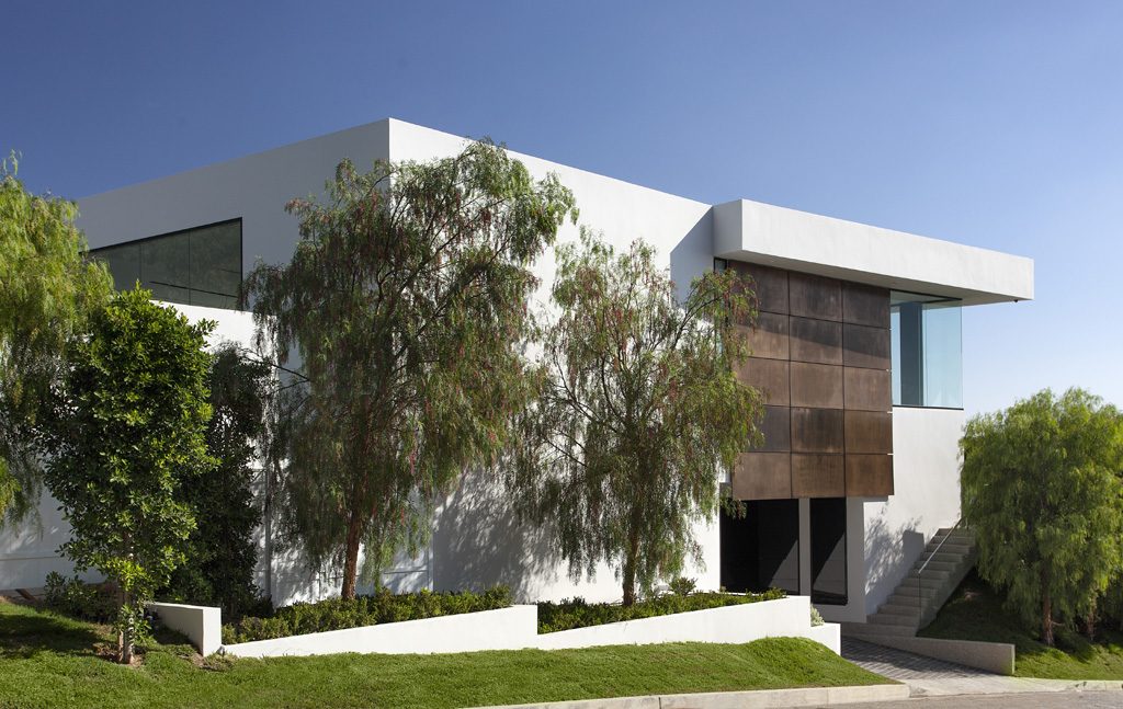 walled exterior of contemporary home in southern california
