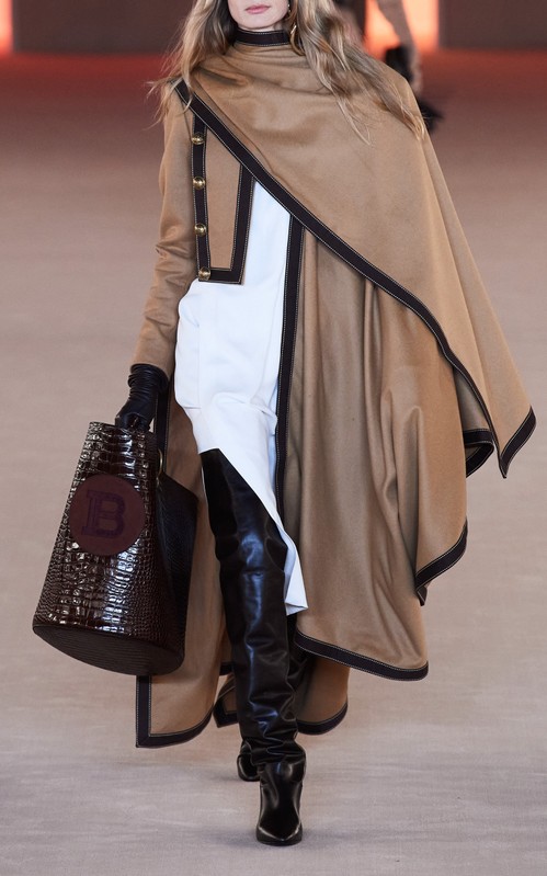 Fall 2020 Fashion Trends - Capes - Balmain Grosgrain-Trimmed Draped Wool-Cashmere Poncho