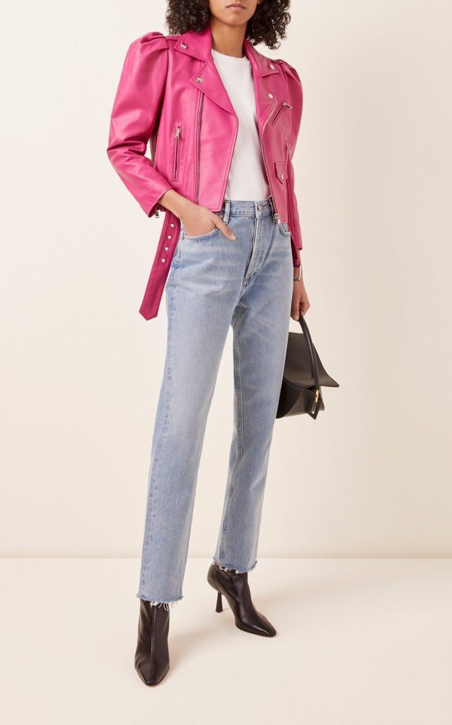 Red Valentino Puff Sleeve Cropped Leather Jacket