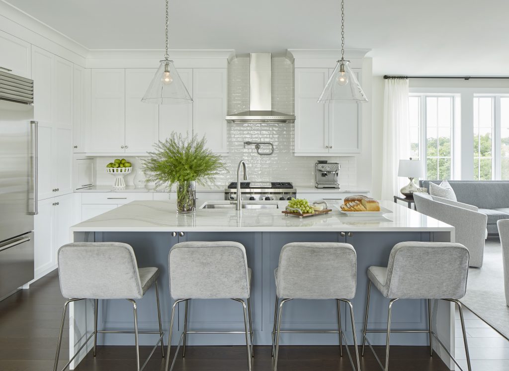 blue and white kitchen Design by Hackett Interiors