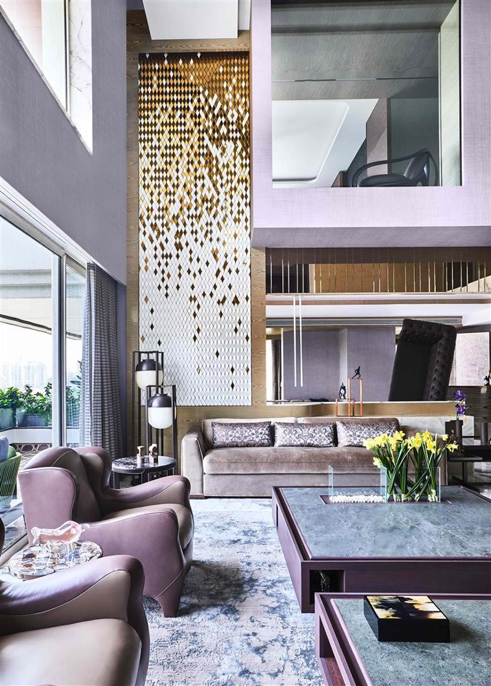lavender living room design by zz architects