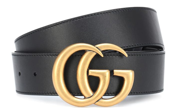 gucci logo belt marmont black and gold