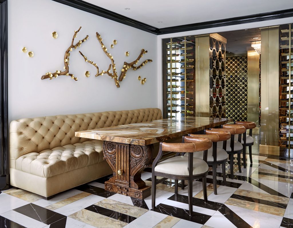 River Oaks wine room design by Dennis Brackeen Design Studio