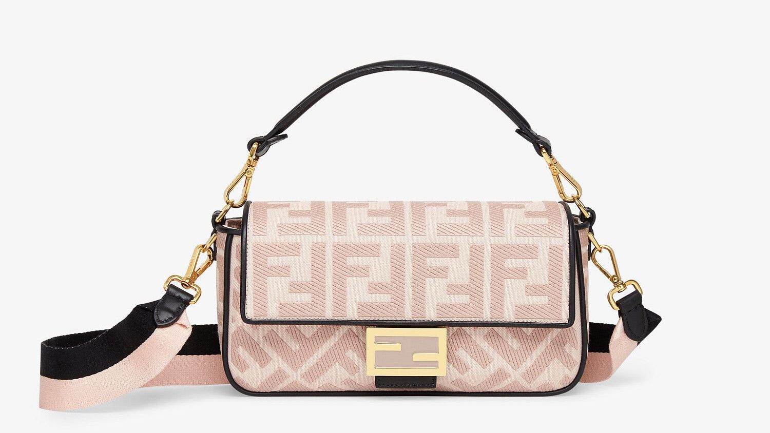 Fendi Baguette in Embroidered Pink Canvas