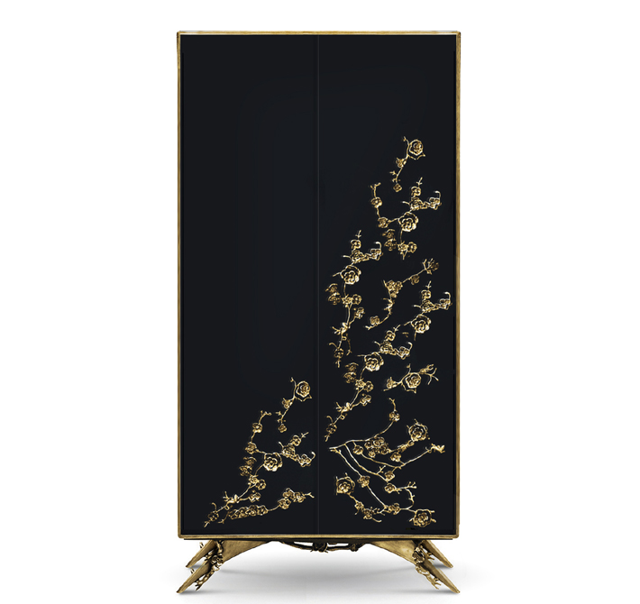 unique black and gold armoire with metal flowers spellbound cabinet by koket