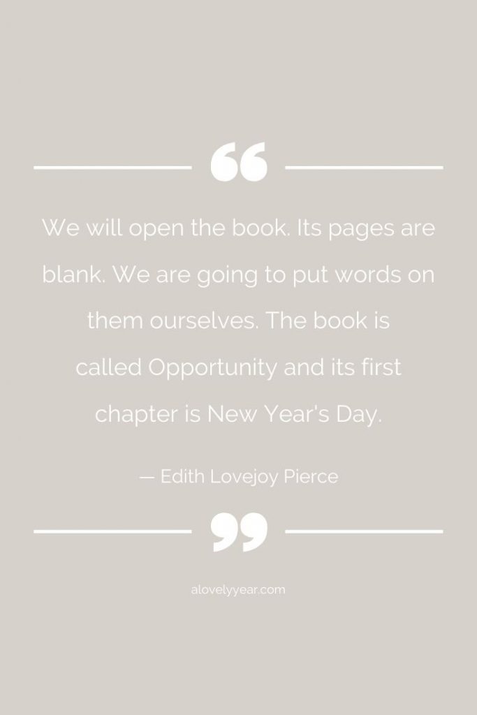 we will open the book. its pages are blank. we are going to put words on them ourselves. the book is called opportunity and its first chapter is new year's day - edith lovejoy pierce