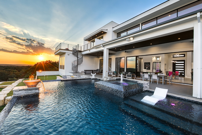 jaimie anand interiors beautiful house at sunset with pool modern 