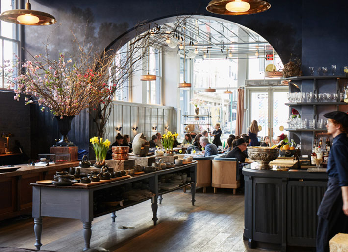 matte black interiors cafe roman williams design