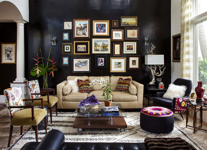 b pila electic living room with black walls alluring interiors