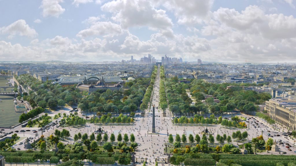 Place de la Concorde in the east with the Obelisk of Luxor redesign concept by PCA-Stream
