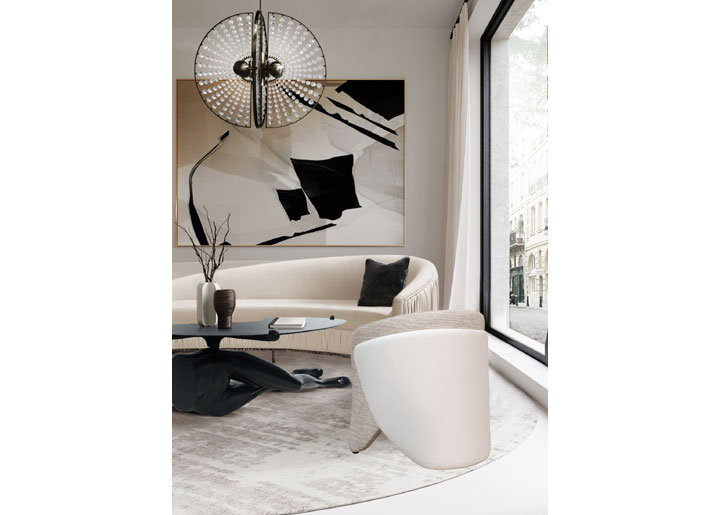 denise chair roxy chandelier koket black white interiors