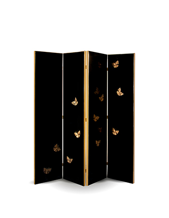 euphoria floor screen koket black with gold butterflies