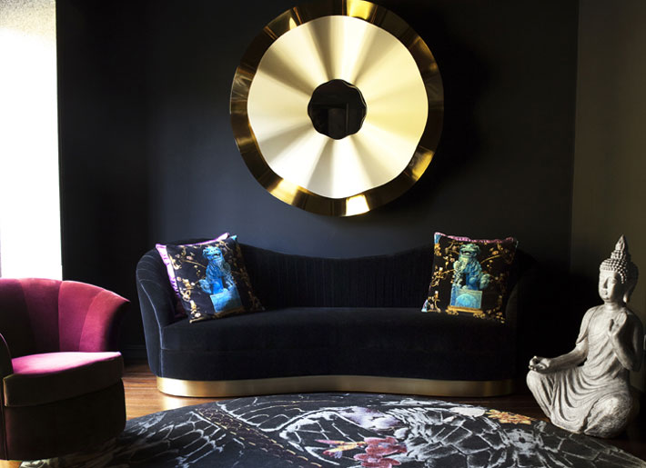 black furniture koket living room design besame chair kelly sofa reve mirror