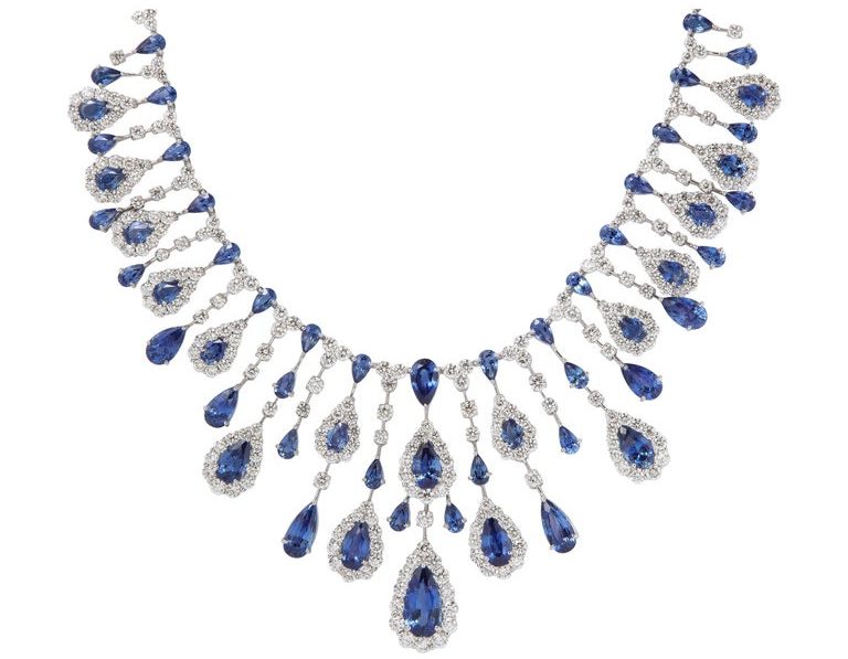 1st dibs sapphire diamond necklace couture bridal jewelry