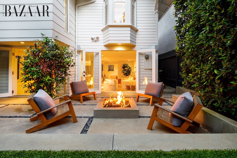 outdoor living fire pit garden room michelle ruben california harper's bazaar