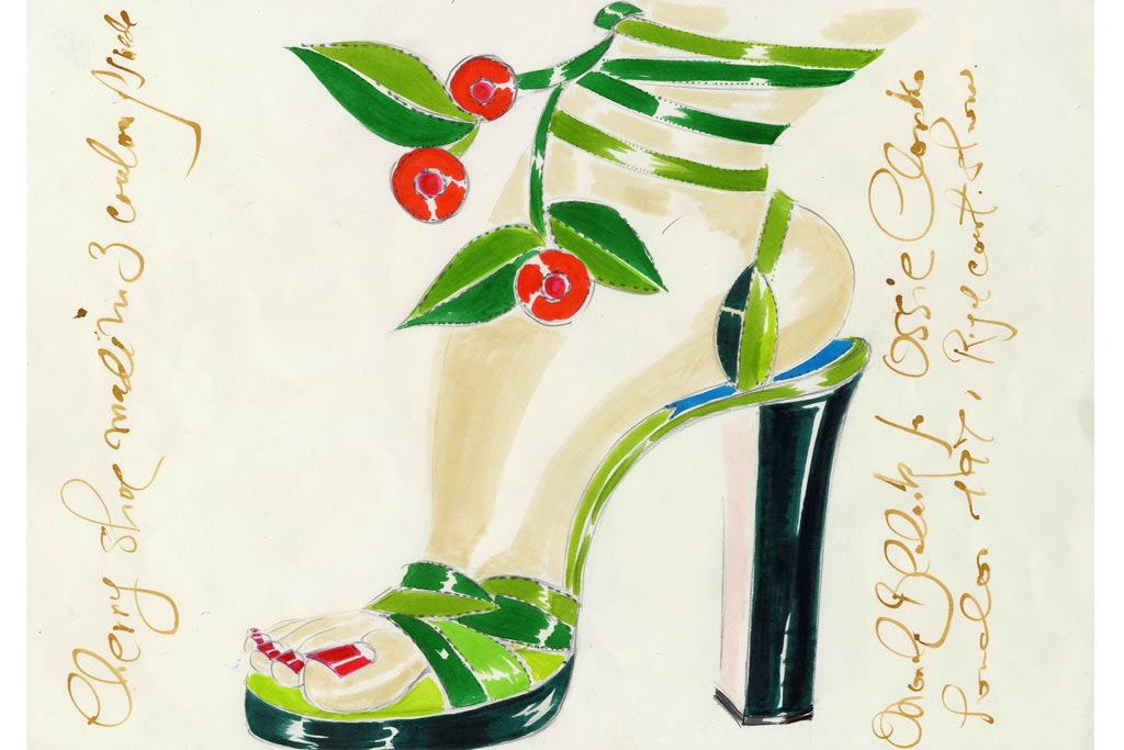 Manolo Blahnik's sketch of a 1971 design for Ossie Clark