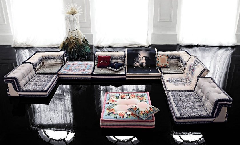 Mah Jong Modular Sofa by Roche Bobois in "Couture" Jean Paul Gautier Fabrics