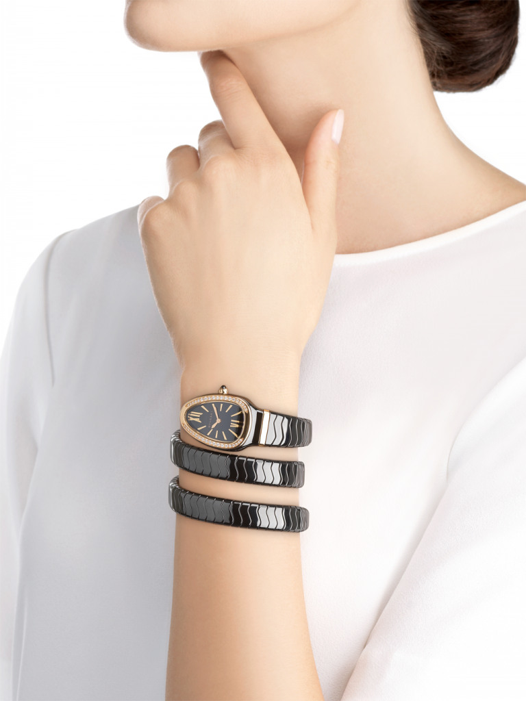 Serpenti Spiga watch by Bulgari black stylish mom gifts mothers day 2021 gift ideas