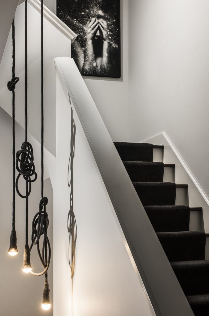 black and white stair case modern interior design by brianne bishop buckstown chicago