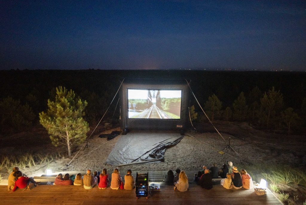 An outdoor film night at Melides Art