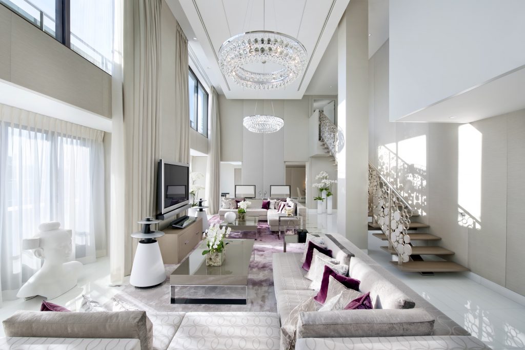 floating ceiling design ideas Living room of Royale Suite Mandarin Oriental Paris by Sybille de Margerie (Photo by George Apostolidis)
