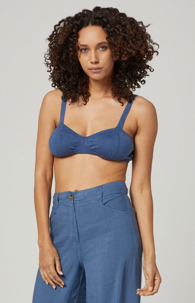 mara moonlight blue bra top linen