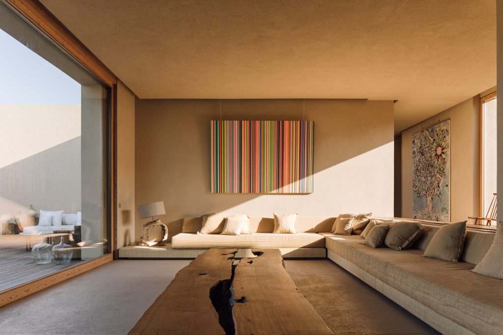 Melides Art living room with picture window luxury neutral art