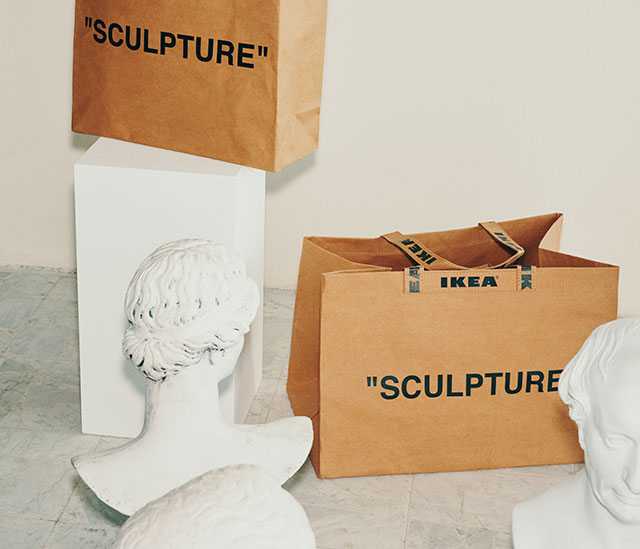 iconic brand collaborations ikea-x-off-white-bag